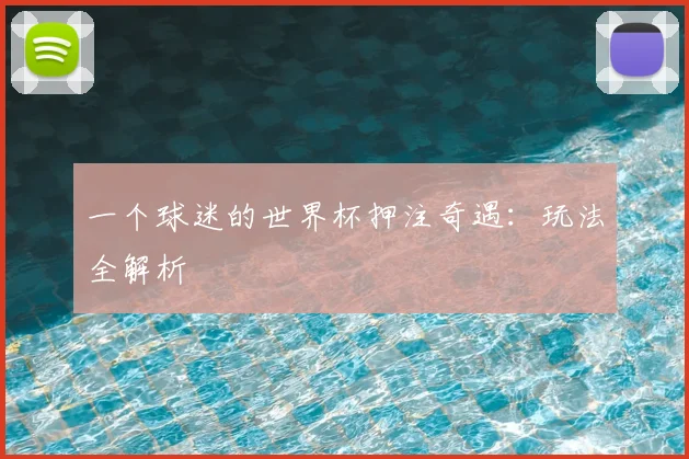 一个球迷的世界杯押注奇遇：玩法全解析